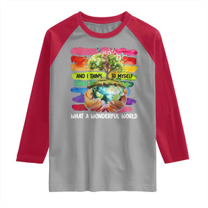 And I Think To Myself What A Wonderful World Earth Day Raglan Shirt TS11 Sport Gray Red Print Your Wear