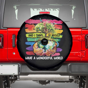 And I Think To Myself What A Wonderful World Earth Day Spare Tire Cover TS11 Black Print Your Wear