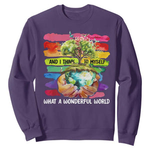 And I Think To Myself What A Wonderful World Earth Day Sweatshirt TS11 Purple Print Your Wear