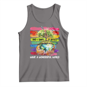 And I Think To Myself What A Wonderful World Earth Day Tank Top TS11 Deep Heather Print Your Wear