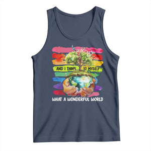 And I Think To Myself What A Wonderful World Earth Day Tank Top TS11 Navy Print Your Wear