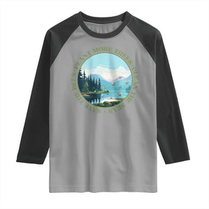 Earth Day Raglan Shirt Save The Bees Plant More Trees Clean The Seas TS11 Sport Gray Black Print Your Wear