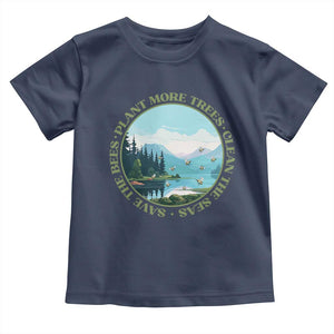 Earth Day Toddler T Shirt Save The Bees Plant More Trees Clean The Seas TS11 Navy Print Your Wear