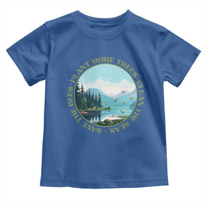 Earth Day Toddler T Shirt Save The Bees Plant More Trees Clean The Seas TS11 Royal Blue Print Your Wear