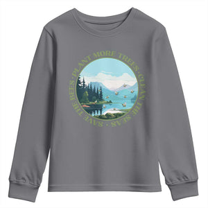 Earth Day Youth Sweatshirt Save The Bees Plant More Trees Clean The Seas TS11 Charcoal Print Your Wear