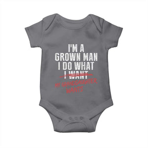 Girl Grandpa Baby Onesie Funny I Am A Grown Man I Do What My Granddaughter Wants TS11 Charcoal Print Your Wear