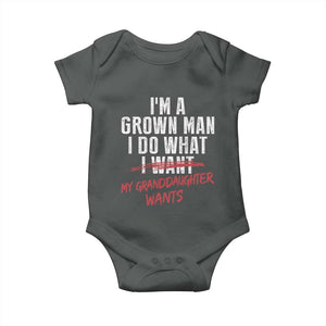 Girl Grandpa Baby Onesie Funny I Am A Grown Man I Do What My Granddaughter Wants TS11 Dark Heather Print Your Wear