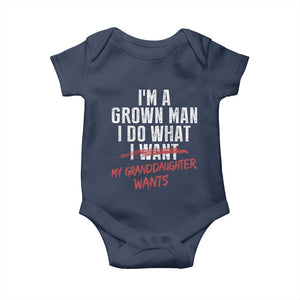 Girl Grandpa Baby Onesie Funny I Am A Grown Man I Do What My Granddaughter Wants TS11 Navy Print Your Wear