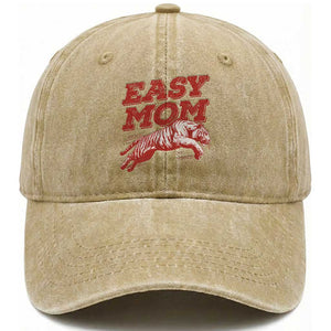 Easy Tiger Mom Washed Cotton Baseball Cap Vintage Boho Distressed Aesthetic Mother's Day Gifts TS11 Print Your Wear