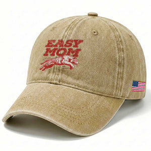 Easy Tiger Mom Washed Cotton Baseball Cap Vintage Boho Distressed Aesthetic Mother's Day Gifts TS11 Print Your Wear
