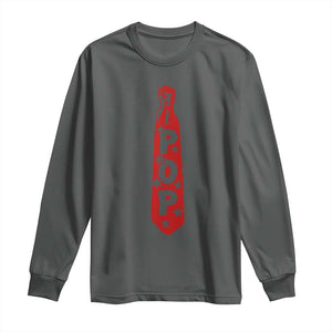 Pop Tie Star Dad Music Lover Fathers Day Long Sleeve Shirt TS11 Dark Heather Print Your Wear