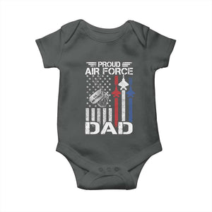 Proud Air Force Dad Baby Onesie Military Army Father Vintage American Flag TS11 Dark Heather Print Your Wear