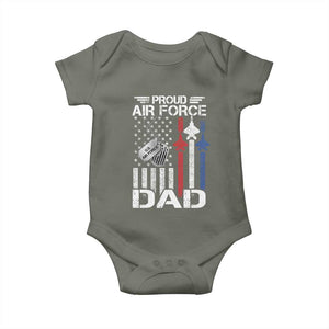 Proud Air Force Dad Baby Onesie Military Army Father Vintage American Flag TS11 Military Green Print Your Wear