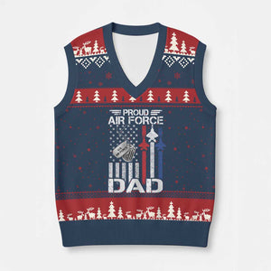 Proud Air Force Dad V-Neck Knit Sweater Vest Military Army Father Vintage American Flag TS11 Navy Red Print Your Wear