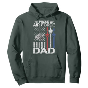 Proud Air Force Dad Hoodie Military Army Father Vintage American Flag TS11 Dark Forest Green Print Your Wear