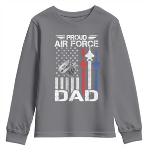Proud Air Force Dad Youth Sweatshirt Military Army Father Vintage American Flag TS11 Charcoal Print Your Wear
