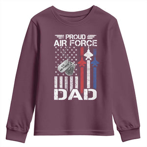 Proud Air Force Dad Youth Sweatshirt Military Army Father Vintage American Flag TS11 Maroon Print Your Wear