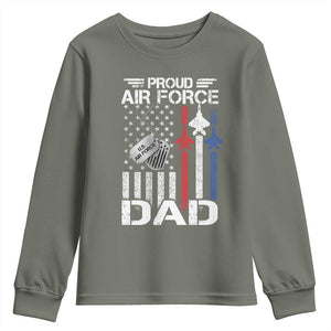 Proud Air Force Dad Youth Sweatshirt Military Army Father Vintage American Flag TS11 Military Green Print Your Wear