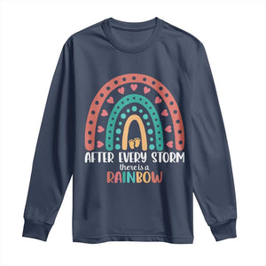 After Every Storm There Is A Rainbow Long Sleeve Shirt Pregnancy Announcement TS11 Navy Print Your Wear