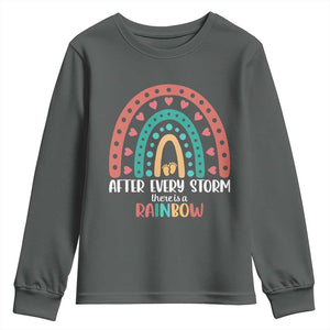 After Every Storm There Is A Rainbow Youth Sweatshirt Pregnancy Announcement TS11 Dark Heather Print Your Wear