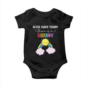 After Every Storm There Is A Rainbow Baby Onesie Sentimental Pregnancy Announcement TS11 Black Print Your Wear
