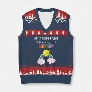 After Every Storm There Is A Rainbow V-Neck Knit Sweater Vest Sentimental Pregnancy Announcement TS11 Navy Red Print Your Wear