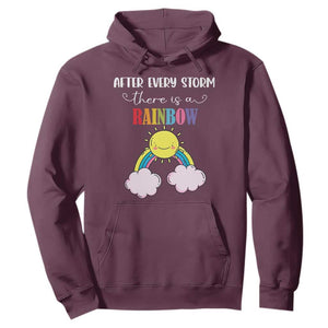 After Every Storm There Is A Rainbow Hoodie Sentimental Pregnancy Announcement TS11 Maroon Print Your Wear