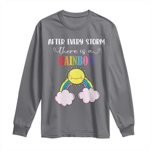 After Every Storm There Is A Rainbow Long Sleeve Shirt Sentimental Pregnancy Announcement TS11 Charcoal Print Your Wear