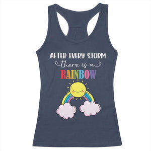After Every Storm There Is A Rainbow Racerback Tank Top Sentimental Pregnancy Announcement TS11 Navy Print Your Wear