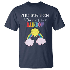 After Every Storm There Is A Rainbow T Shirt Sentimental Pregnancy Announcement TS11 Navy Print Your Wear