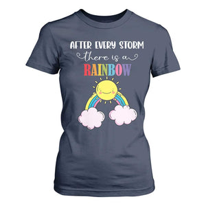 After Every Storm There Is A Rainbow T Shirt For Women Sentimental Pregnancy Announcement TS11 Navy Print Your Wear