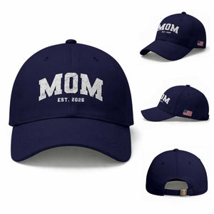 Mom Est 2026 Baseball Cap Promoted To Mommy Mother's Day TS11 Baseball Cap Universal Fit Dark Blue Print Your Wear