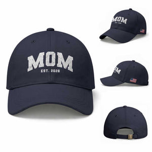 Mom Est 2026 Baseball Cap Promoted To Mommy Mother's Day TS11 Baseball Cap Universal Fit Navy Print Your Wear