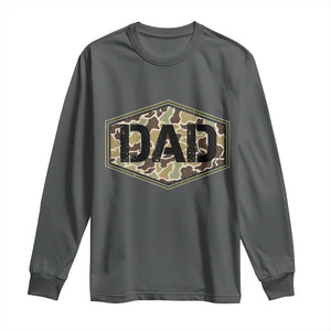 Dad Retro Old Camo Hunting Daddy Fathers Day Long Sleeve Shirt Dad Retro Old Camo Hunting Daddy Fathers Day TS11 Dark Heather Print Your Wear