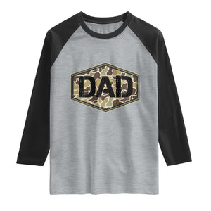 Dad Retro Old Camo Hunting Daddy Fathers Day Raglan Shirt Dad Retro Old Camo Hunting Daddy Fathers Day TS11 Heather Gray Black Print Your Wear
