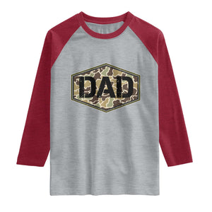 Dad Retro Old Camo Hunting Daddy Fathers Day Raglan Shirt Dad Retro Old Camo Hunting Daddy Fathers Day TS11 Heather Gray Heather Red Print Your Wear