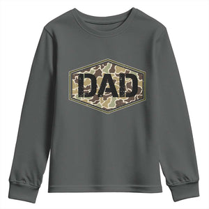 Dad Retro Old Camo Hunting Daddy Fathers Day Youth Sweatshirt Dad Retro Old Camo Hunting Daddy Fathers Day TS11 Dark Heather Print Your Wear
