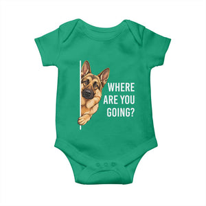 Where are You Going Funny German Shepherd Dog Baby Onesie TS11 Irish Green Print Your Wear