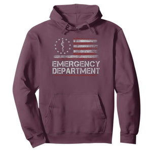 ER Nurse Emegency Department Hoodie Vintage American Flag Healthcare Nursing TS11 Maroon Print Your Wear