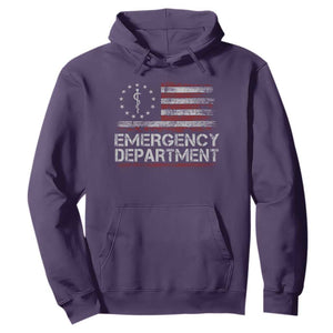 ER Nurse Emegency Department Hoodie Vintage American Flag Healthcare Nursing TS11 Purple Print Your Wear