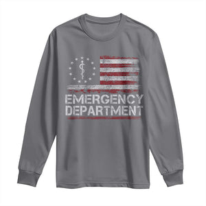 ER Nurse Emegency Department Long Sleeve Shirt Vintage American Flag Healthcare Nursing TS11 Charcoal Print Your Wear