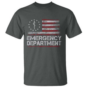 ER Nurse Emegency Department T Shirt Vintage American Flag Healthcare Nursing TS11 Dark Heather Print Your Wear