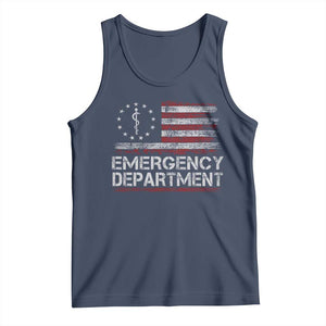 ER Nurse Emegency Department Tank Top Vintage American Flag Healthcare Nursing TS11 Navy Print Your Wear