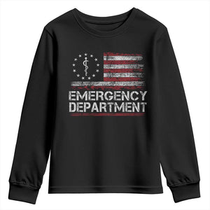 ER Nurse Emegency Department Youth Sweatshirt Vintage American Flag Healthcare Nursing TS11 Black Print Your Wear