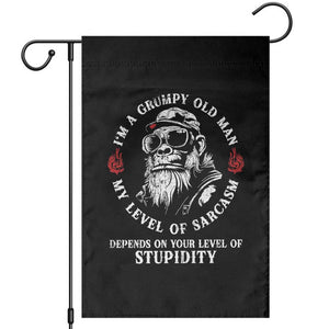 I Am A Grumpy Old Man My Level Of Sarcasm Depends On Your Level Of Stupidity Garden Flag Funny Old Bigfoot
