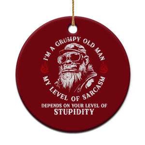I Am A Grumpy Old Man My Level Of Sarcasm Depends On Your Level Of Stupidity Ceramic Ornament Funny Old Bigfoot