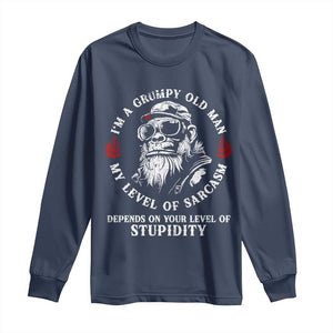 I Am A Grumpy Old Man My Level Of Sarcasm Depends On Your Level Of Stupidity Long Sleeve Shirt Funny Old Bigfoot