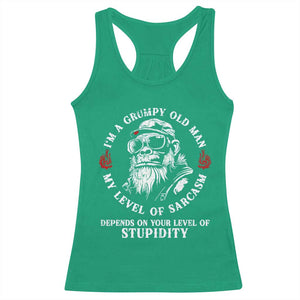I Am A Grumpy Old Man My Level Of Sarcasm Depends On Your Level Of Stupidity Racerback Tank Top Funny Old Bigfoot