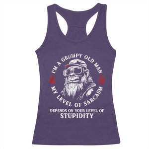 I Am A Grumpy Old Man My Level Of Sarcasm Depends On Your Level Of Stupidity Racerback Tank Top Funny Old Bigfoot