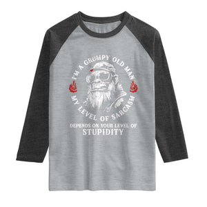 I Am A Grumpy Old Man My Level Of Sarcasm Depends On Your Level Of Stupidity Raglan Shirt Funny Old Bigfoot